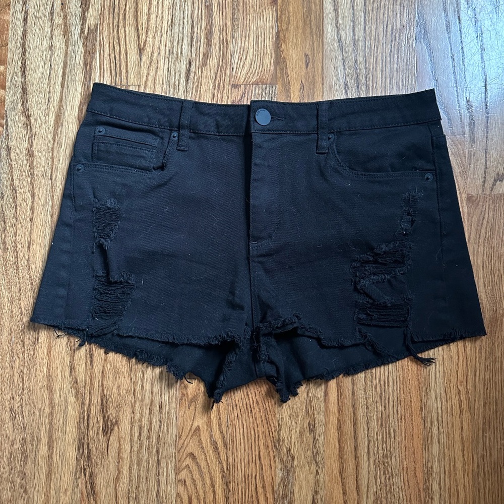 STS blue Black Distressed Denim Shorts